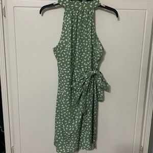 Green high neck dress